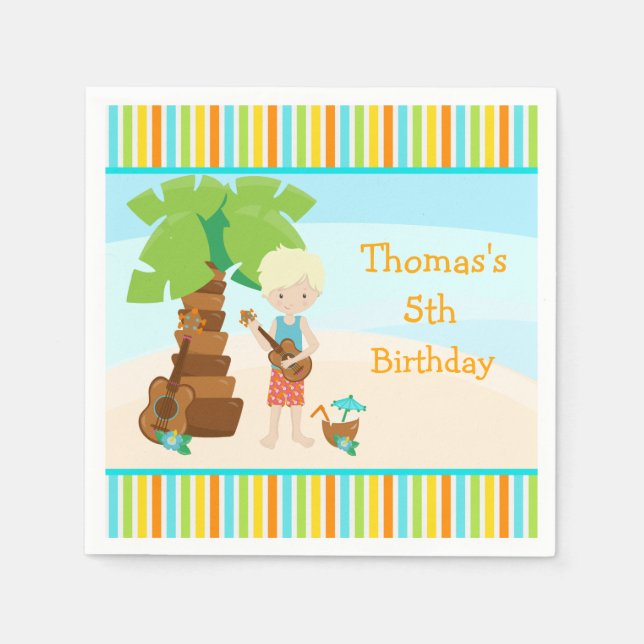 Serviette En Papier Aloha Blonde Hair Boy Party (Devant)