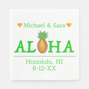 Serviette En Papier Aloha Hawaii Mariage de l'île aux ananas