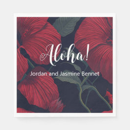 Serviette En Papier Aloha Hawaii Mariage Rouge Hibiscus