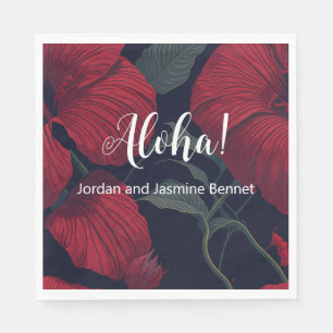 Serviette En Papier Aloha Hawaii Mariage Rouge Hibiscus