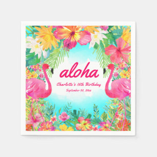 Serviette En Papier Aloha Luau Flamant rose tropical Anniversaire Papi