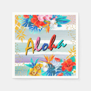 Serviette En Papier Aloha Luau Tropical Floral Parties scintillant Par