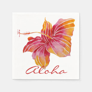Serviette En Papier Aloha  Papier à fleurs d'Hibiscus hawaïens servi