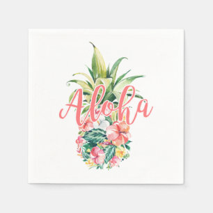 Serviette En Papier Aloha Party Tropical Floral Ananas
