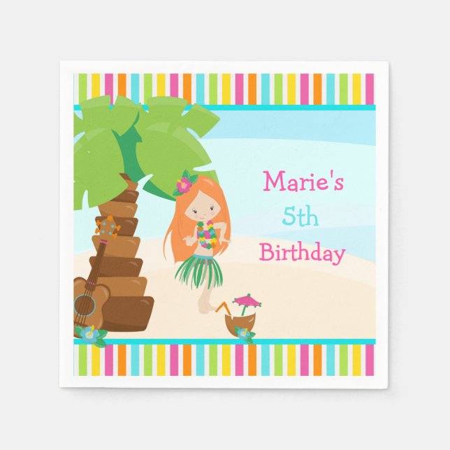 Serviette En Papier Aloha Red Hair Girl Party (Devant)
