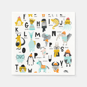 Serviette En Papier Alphabet animal mignon Certains Ont Des Casquett
