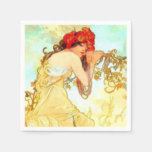 Serviette En Papier Alphonse Mucha Art Nouveau Été
