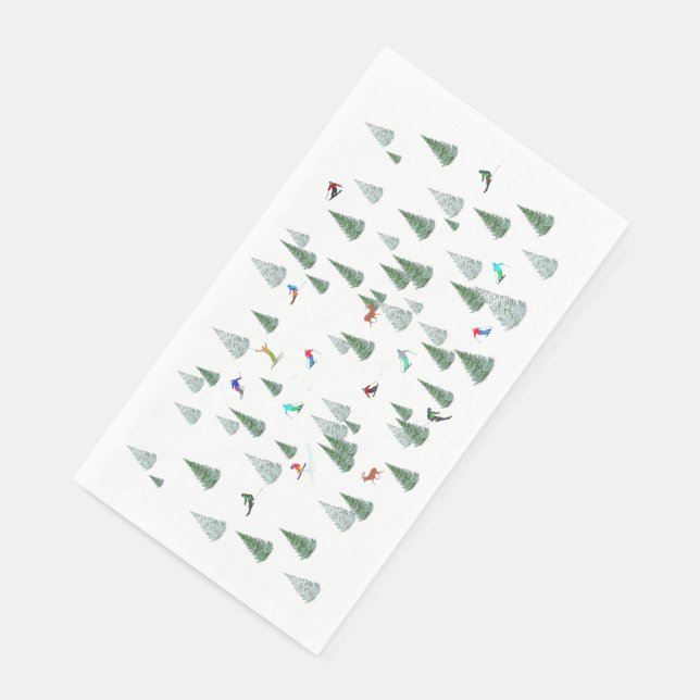 Serviette En Papier Alpine Skiers Downhill Skiing Illustration  (Coin)