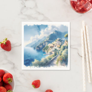 Serviette En Papier Amalfi Positano Romantique Voyage Anniversaire Cad