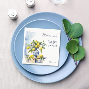 Serviette En Papier Amalfi Vase bleu italien citron baby shower imprim