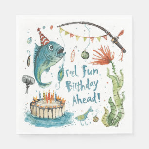Serviette En Papier Amateurs de pêche Aquarelle d'anniversaire
