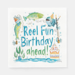 Serviette En Papier Amateurs de pêche Aquarelle d'anniversaire