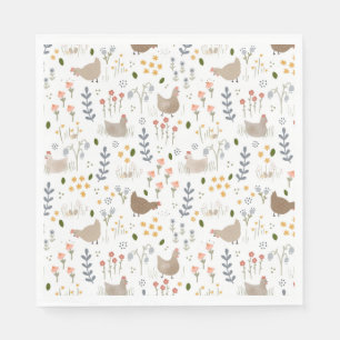 Serviette En Papier Amateurs de poulet Ferme Animaux Plutôt Floral