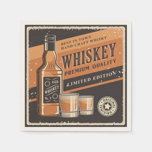 Serviette En Papier Amateurs de whiskey rétro cool (Devant)