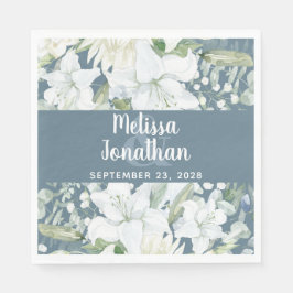 Serviette En Papier Ambiance romantique aquarelle fleurie blanche fleu