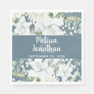 Serviette En Papier Ambiance romantique aquarelle fleurie blanche fleu