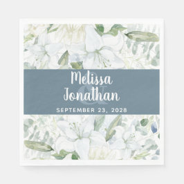 Serviette En Papier Ambiance romantique aquarelle fleurie blanche fleu