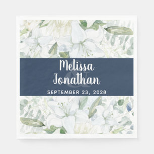 Serviette En Papier Ambiance romantique aquarelle fleurie blanche fleu