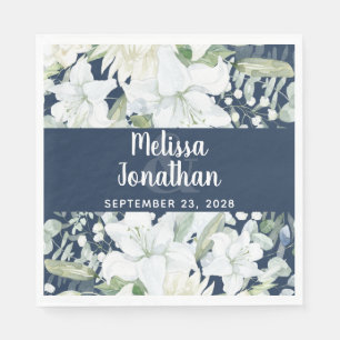 Serviette En Papier Ambiance romantique aquarelle fleurie blanche fleu
