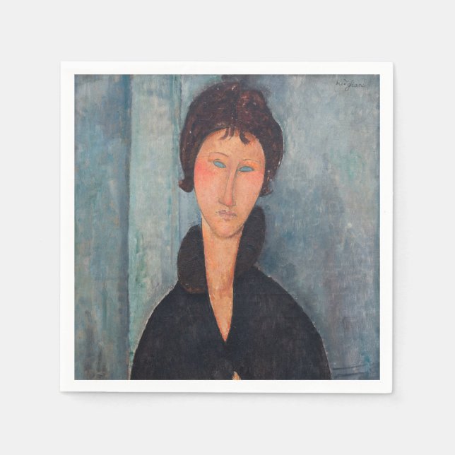 Serviette En Papier Amedeo Modigliani - Femme aux yeux bleus (Devant)