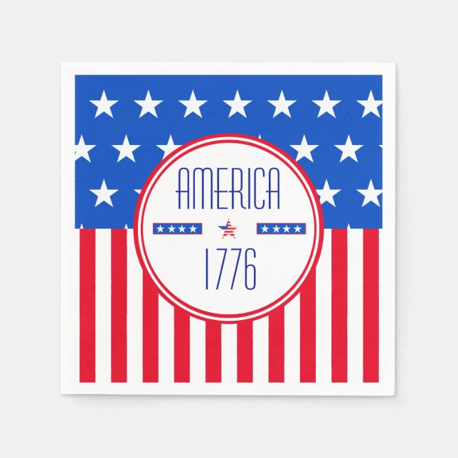 Serviette En Papier Américain 1776 patriotique (Devant)