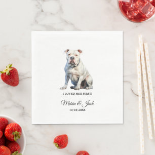 Serviette En Papier American Bulldog Chien J'Aimais Son Premier Mariag
