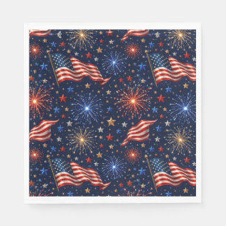 Serviette En Papier Amérique 250 Motif de drapeau de feux d'artifice p
