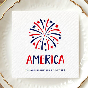 Serviette En Papier Amérique Feux rouges blancs et bleus