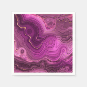 Serviette En Papier Améthyste Violet Et Agate Abstrait Or