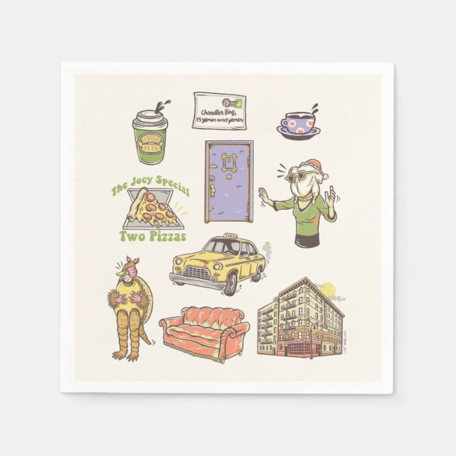 Serviette En Papier AMIS™ | Graphique d'icônes de dessin (Devant)