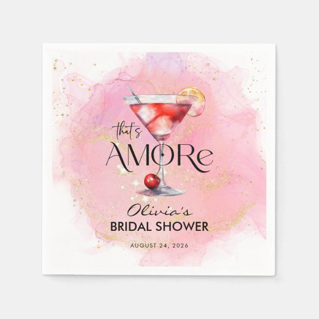 Serviette En Papier Amore | Réception de mariage aquarelle (Devant)
