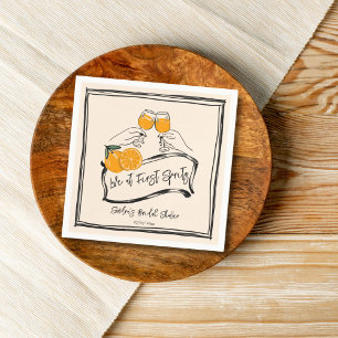 Serviette En Papier Amour au premier spritz rétro orange douche de mar