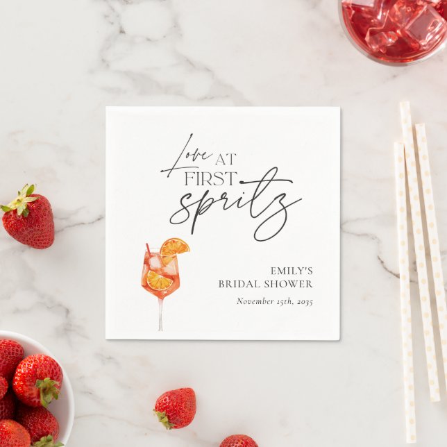 Serviette En Papier Amour au premier Spritz Shower de Mariée (En situation)