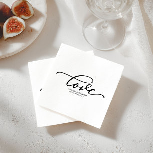 Serviette En Papier Amour - Chic Mariage de script noir minimaliste