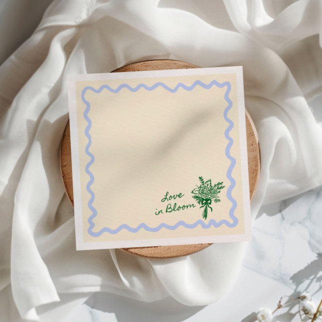 Serviette En Papier Amour dans la Fête des mariées bleu fleurie (Créateur téléchargé)