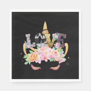 SERVIETTE EN PAPIER AMOUR DE LICORNE   