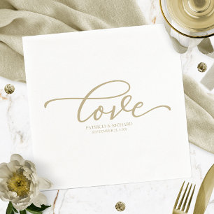 Serviette En Papier Amour - Écriture dorée chic Mariage Nappe minimali