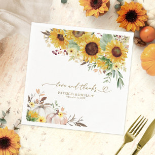 Serviette En Papier Amour Et Merci Mariage Citrouille Sunflower