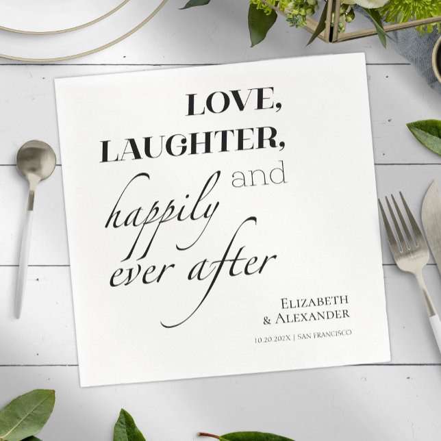Serviette En Papier Amour, rire et bonheur toujours après Mariage (Créateur téléchargé)