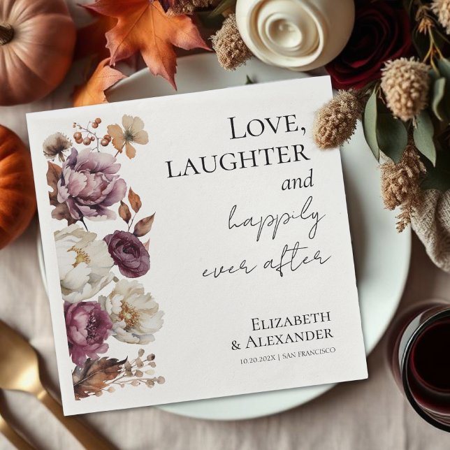 Serviette En Papier Amour, rire et bonheur toujours après Mariage (Créateur téléchargé)