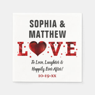Serviette En Papier Amour Rire Heureusement Jamais Après Mariage Rouge