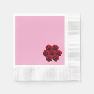 Serviette En Papier Amour. Roses rouges du jardin.