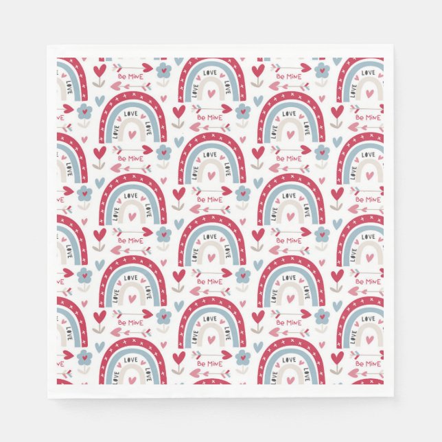 Serviette En Papier Amour Valentines Jour Arc-en-ciel (Devant)