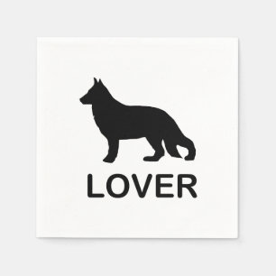 Serviette En Papier Amoureux de Berger Allemand avec Silhouette