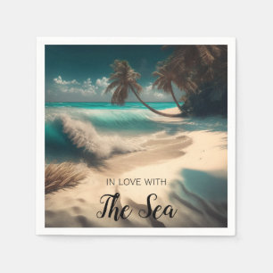 Serviette En Papier Amoureux de la mer   Art tropical