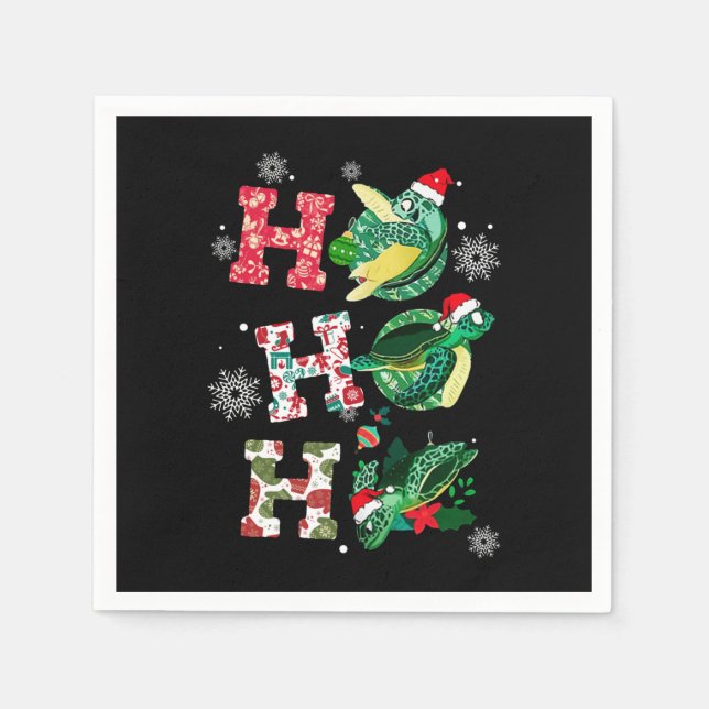 Serviette En Papier Amoureux de Noël de tortue drôle (Devant)
