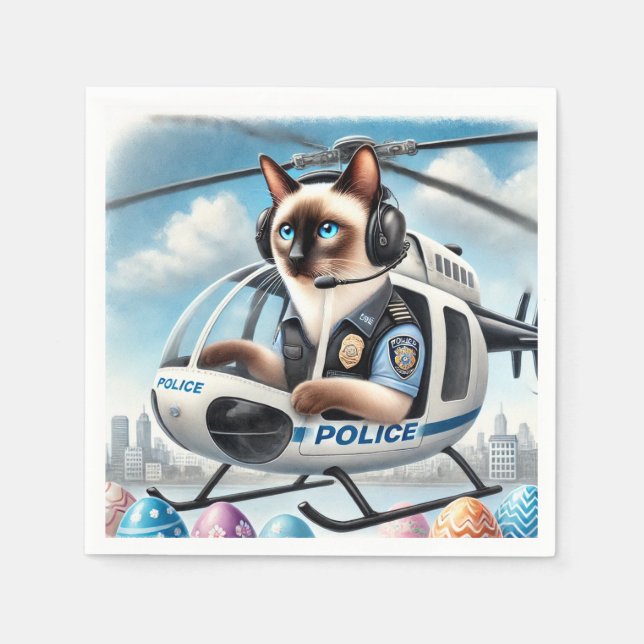 Serviette En Papier AMOUREUX DES CHATS de la police travaillant pendan (Devant)