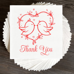 Serviette En Papier Amoureux Fantaisistes Jardin Bohème au Cœur Rouge