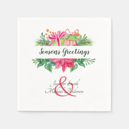 Serviette En Papier Ampersand de fête de Noël Poinsettia Couples