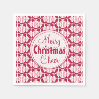 Serviette En Papier Ampoules de Noël Abstraites rouges et blanches ave